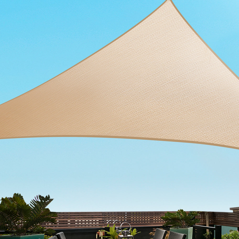 Instahut 5 x 5 x 5m Waterproof Triangle Shade Sail Cloth - Sand Beige Tristar Online