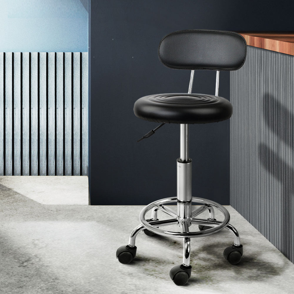 Artiss Salon Stool Swivel Chair Backrest Barber Hairdressing Hydraulic Height Tristar Online