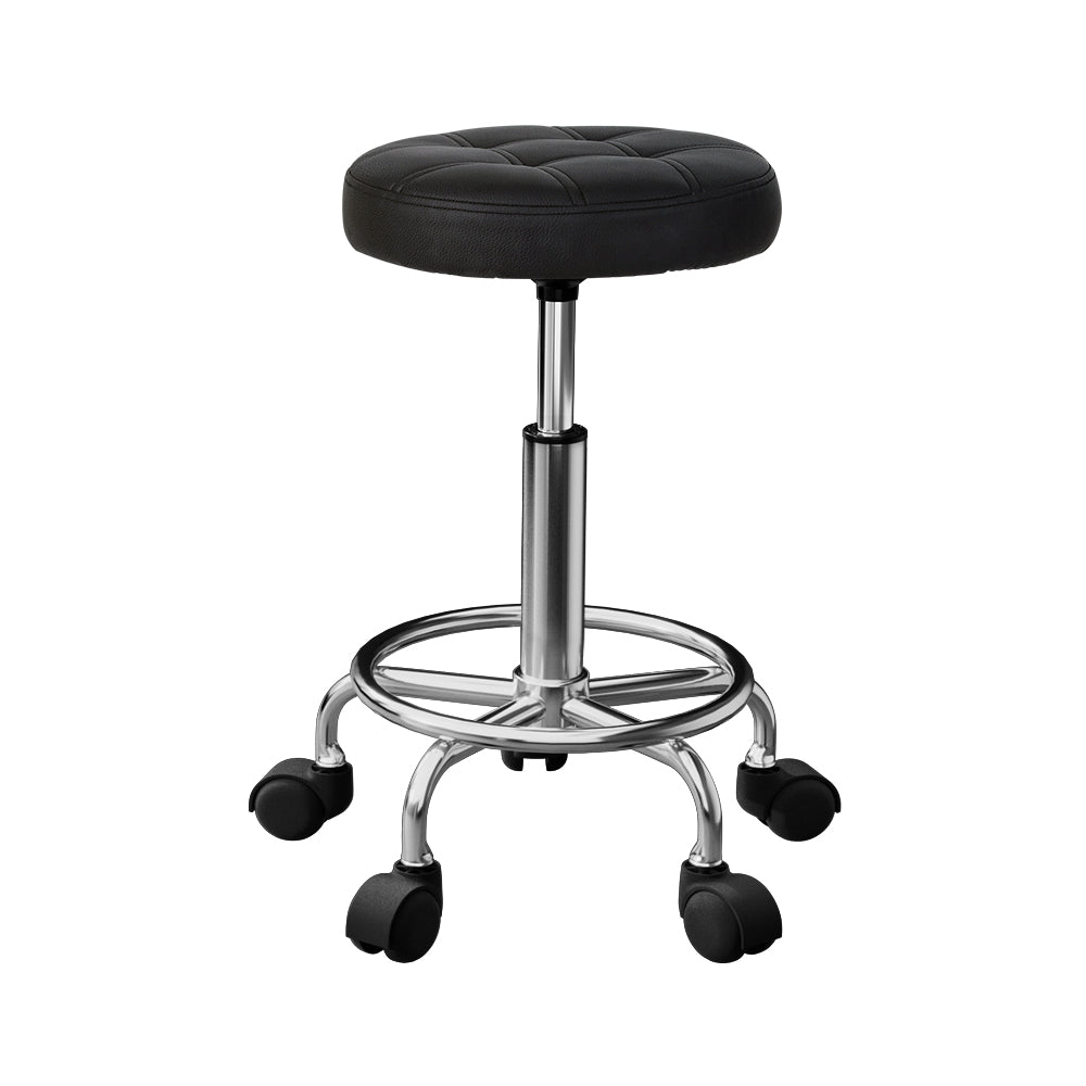 Artiss Salon Stool Swivel Height Adjustable Round Barber Spa Chair PU Black Tristar Online