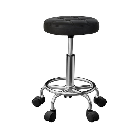 Artiss Salon Stool Swivel Height Adjustable Round Barber Spa Chair PU Black Tristar Online