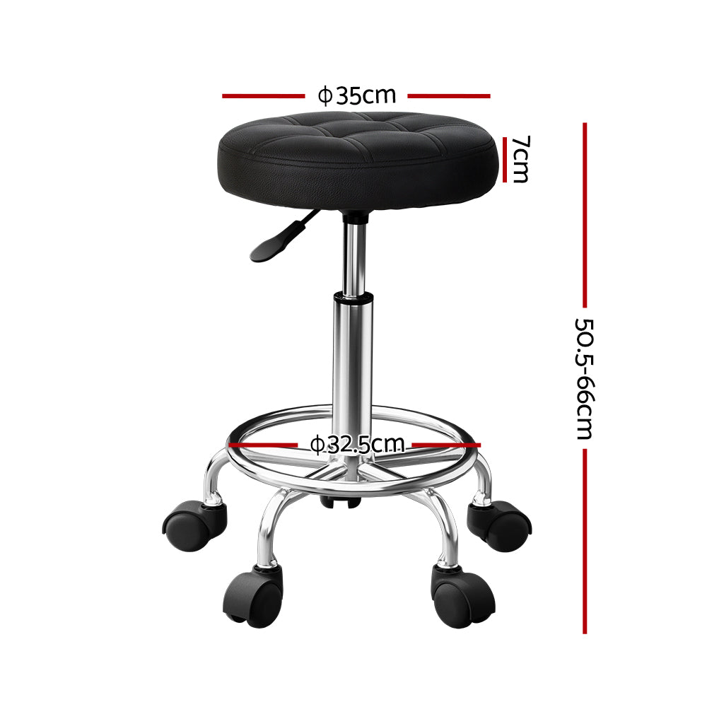 Artiss Salon Stool Swivel Height Adjustable Round Barber Spa Chair PU Black Tristar Online
