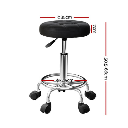 Artiss Salon Stool Swivel Height Adjustable Round Barber Spa Chair PU Black Tristar Online