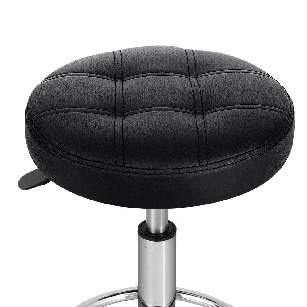 Artiss Salon Stool Swivel Height Adjustable Round Barber Spa Chair PU Black Tristar Online