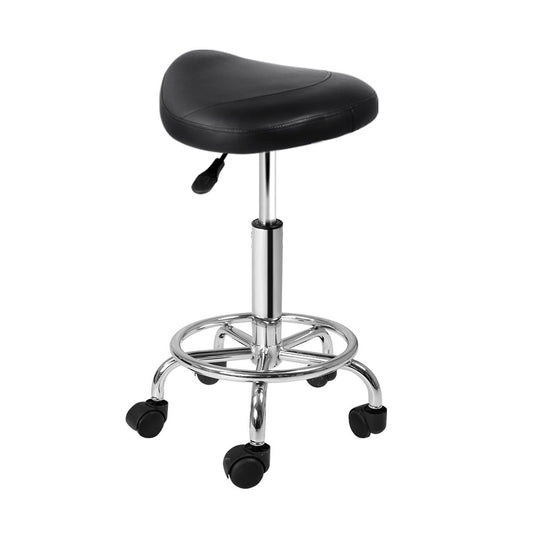 Artiss Saddle Salon Stool Black PU Swivel Barber Hair Dress Chair Hydraulic Lift Tristar Online