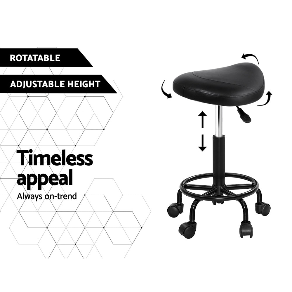 Artiss Saddle Stool Salon Chair Black Swivel Beauty Barber Hairdressing Gas Lift Tristar Online