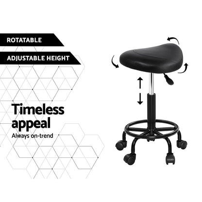 Artiss Saddle Stool Salon Chair Black Swivel Beauty Barber Hairdressing Gas Lift Tristar Online