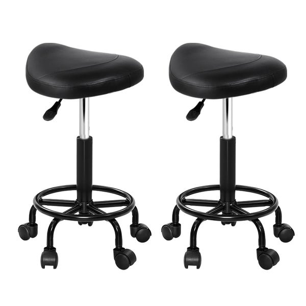 Artiss 2X Saddle Salon Stool Swivel Barber Chairs Bar Stools Hydraulic Lift PU Tristar Online