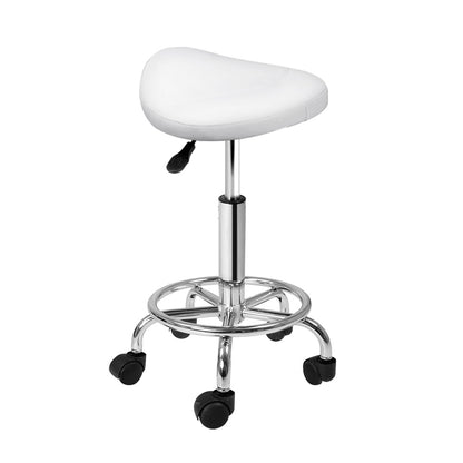 Artiss Saddle Salon Stool White PU Swivel Barber Hair Dress Chair Hydraulic Lift Tristar Online