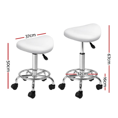 Artiss Saddle Salon Stool White PU Swivel Barber Hair Dress Chair Hydraulic Lift Tristar Online