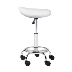 Artiss Saddle Salon Stool White PU Swivel Barber Hair Dress Chair Hydraulic Lift Tristar Online