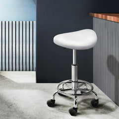 Artiss Saddle Salon Stool White PU Swivel Barber Hair Dress Chair Hydraulic Lift Tristar Online