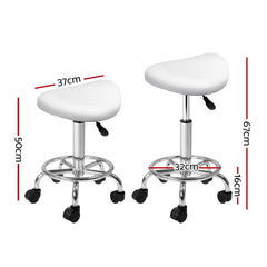 Artiss 2X Saddle Salon Stool Swivel Barber Hair Dress Chair Hydraulic Lift White Tristar Online