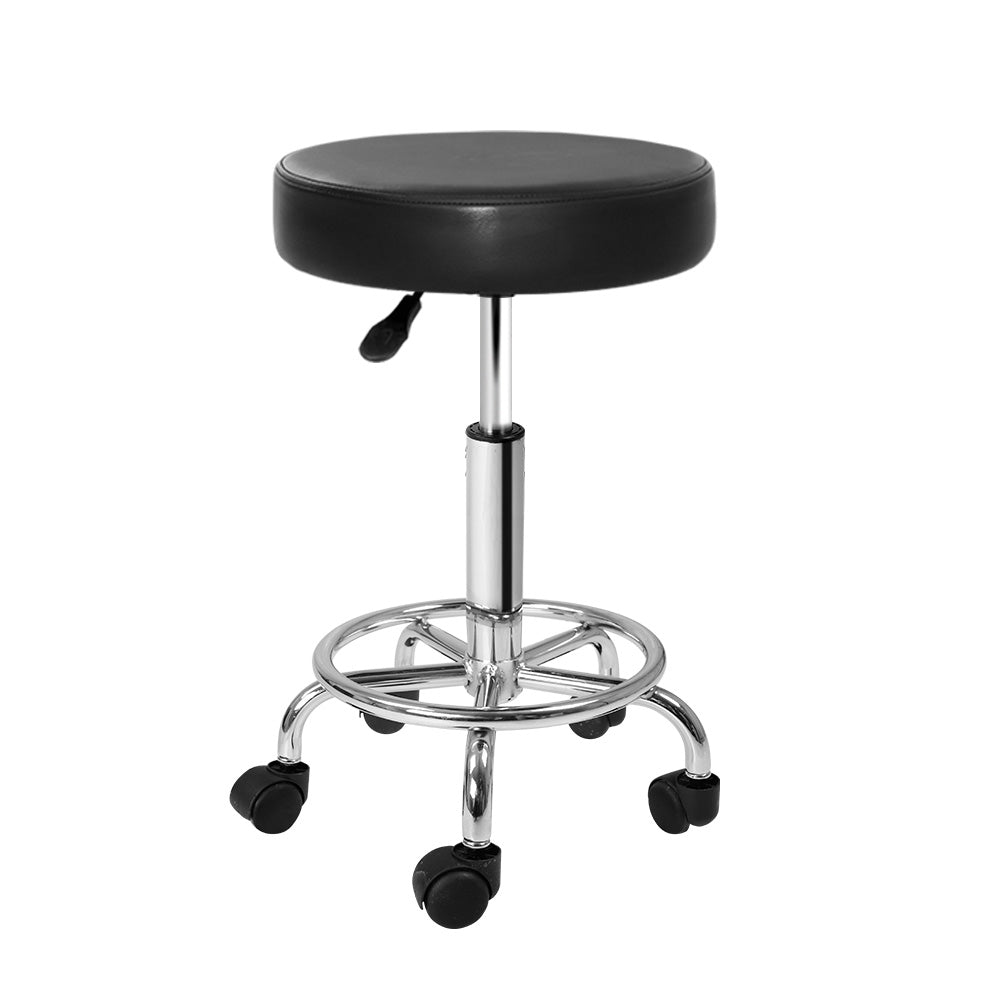 Artiss Round Salon Stool Black PU Swivel Barber Hair Dress Chair Hydraulic Lift Tristar Online