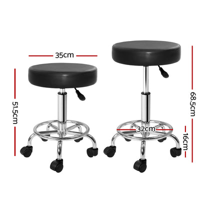 Artiss Round Salon Stool Black PU Swivel Barber Hair Dress Chair Hydraulic Lift Tristar Online