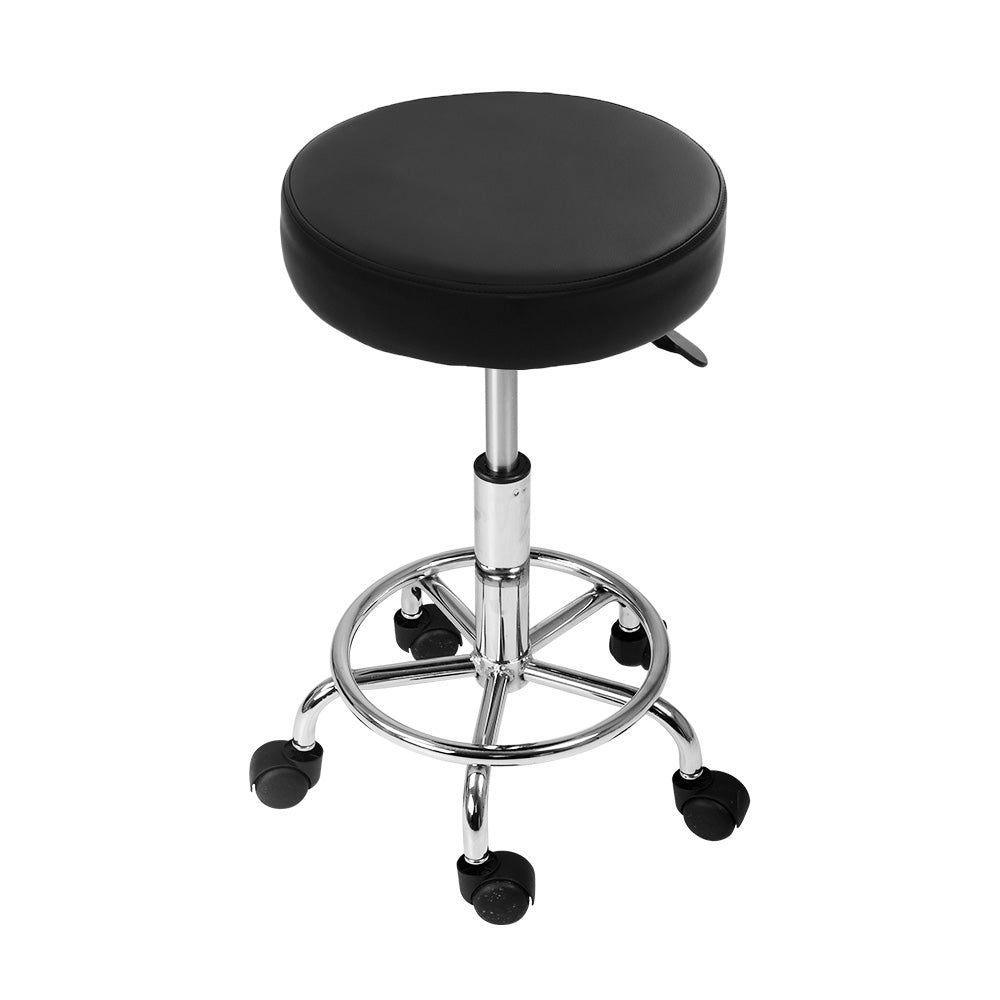 Artiss Round Salon Stool Black PU Swivel Barber Hair Dress Chair Hydraulic Lift Tristar Online