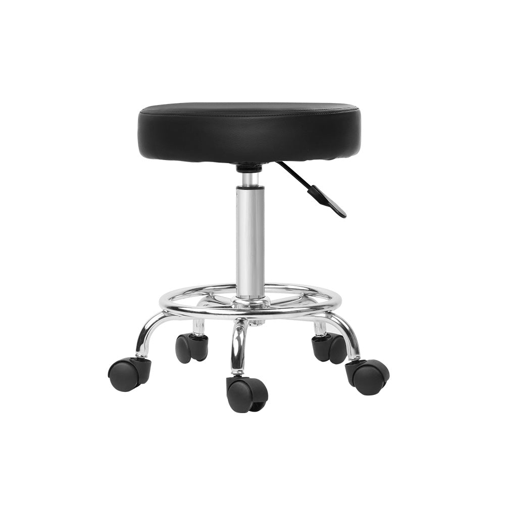 Artiss Round Salon Stool Black PU Swivel Barber Hair Dress Chair Hydraulic Lift Tristar Online