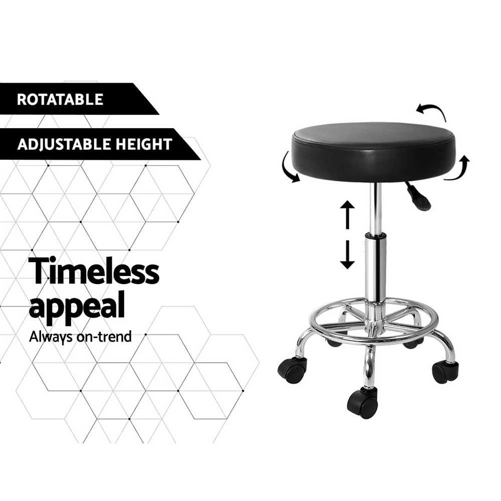 Artiss Round Salon Stool Black PU Swivel Barber Hair Dress Chair Hydraulic Lift Tristar Online