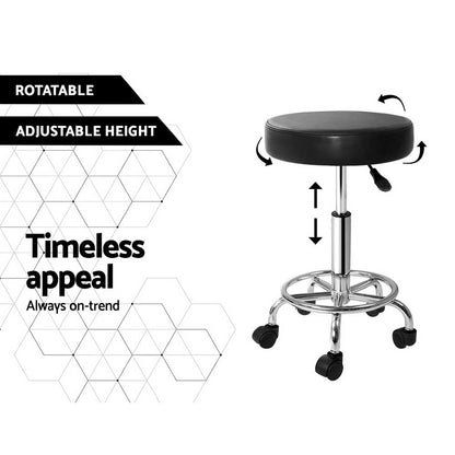 Artiss Round Salon Stool Black PU Swivel Barber Hair Dress Chair Hydraulic Lift Tristar Online