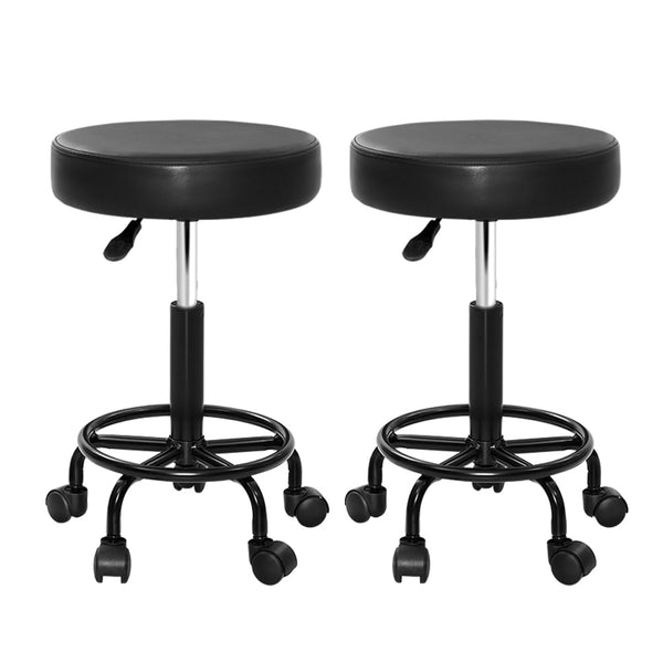 Artiss 2X Salon Stool Swivel Round Barber Hair Bar Stools Hydraulic Lift Black Tristar Online