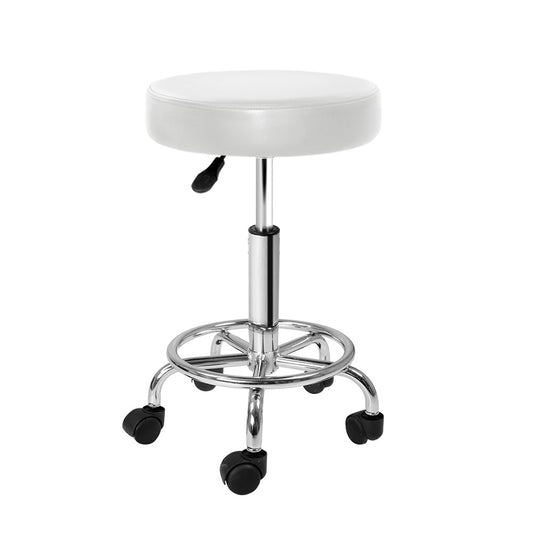Artiss Round Chair Stools Salon Stool White Swivel Beauty Barber Hairdressing Tristar Online