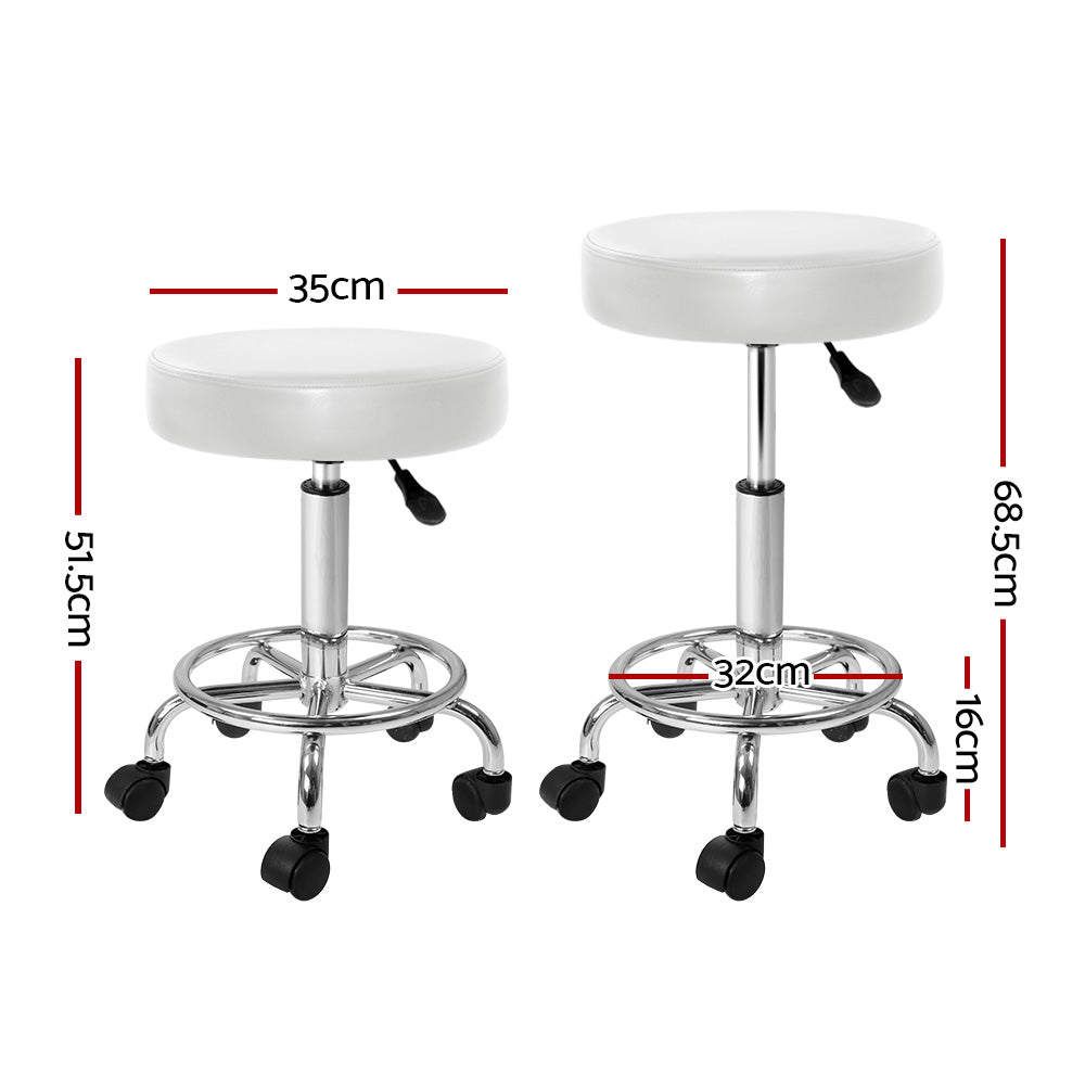 Artiss Round Chair Stools Salon Stool White Swivel Beauty Barber Hairdressing Tristar Online