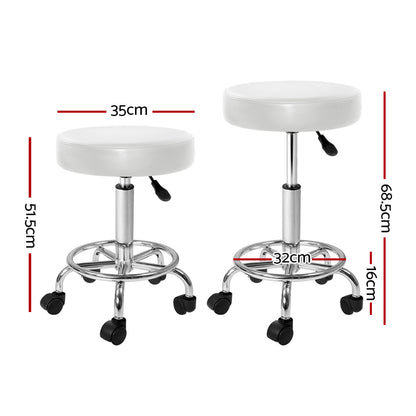 Artiss Round Chair Stools Salon Stool White Swivel Beauty Barber Hairdressing Tristar Online