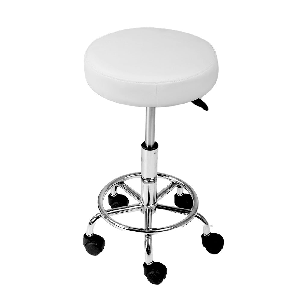 Artiss Round Chair Stools Salon Stool White Swivel Beauty Barber Hairdressing Tristar Online