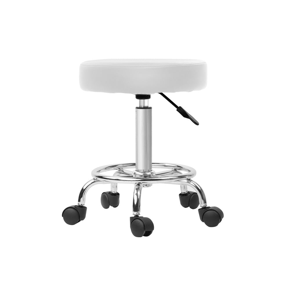 Artiss Round Chair Stools Salon Stool White Swivel Beauty Barber Hairdressing Tristar Online