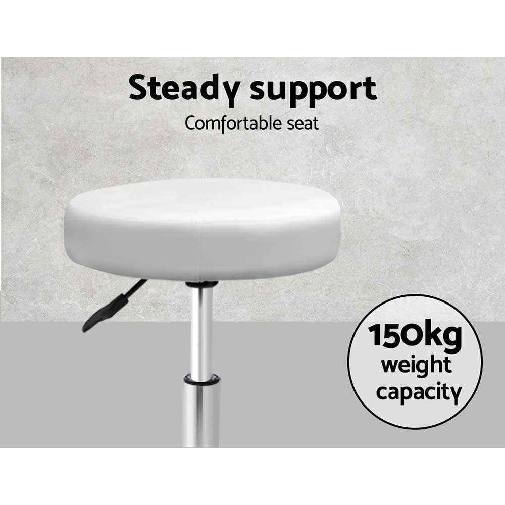 Artiss Round Chair Stools Salon Stool White Swivel Beauty Barber Hairdressing Tristar Online