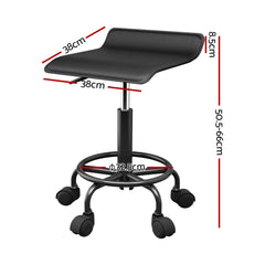 Artiss Salon Stool Swivel Height Adjustable Square Barber Spa Chair PU Black Tristar Online