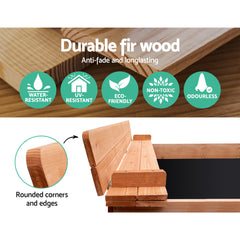 Keezi Wooden Outdoor Sandpit Set - Natural Wood Tristar Online