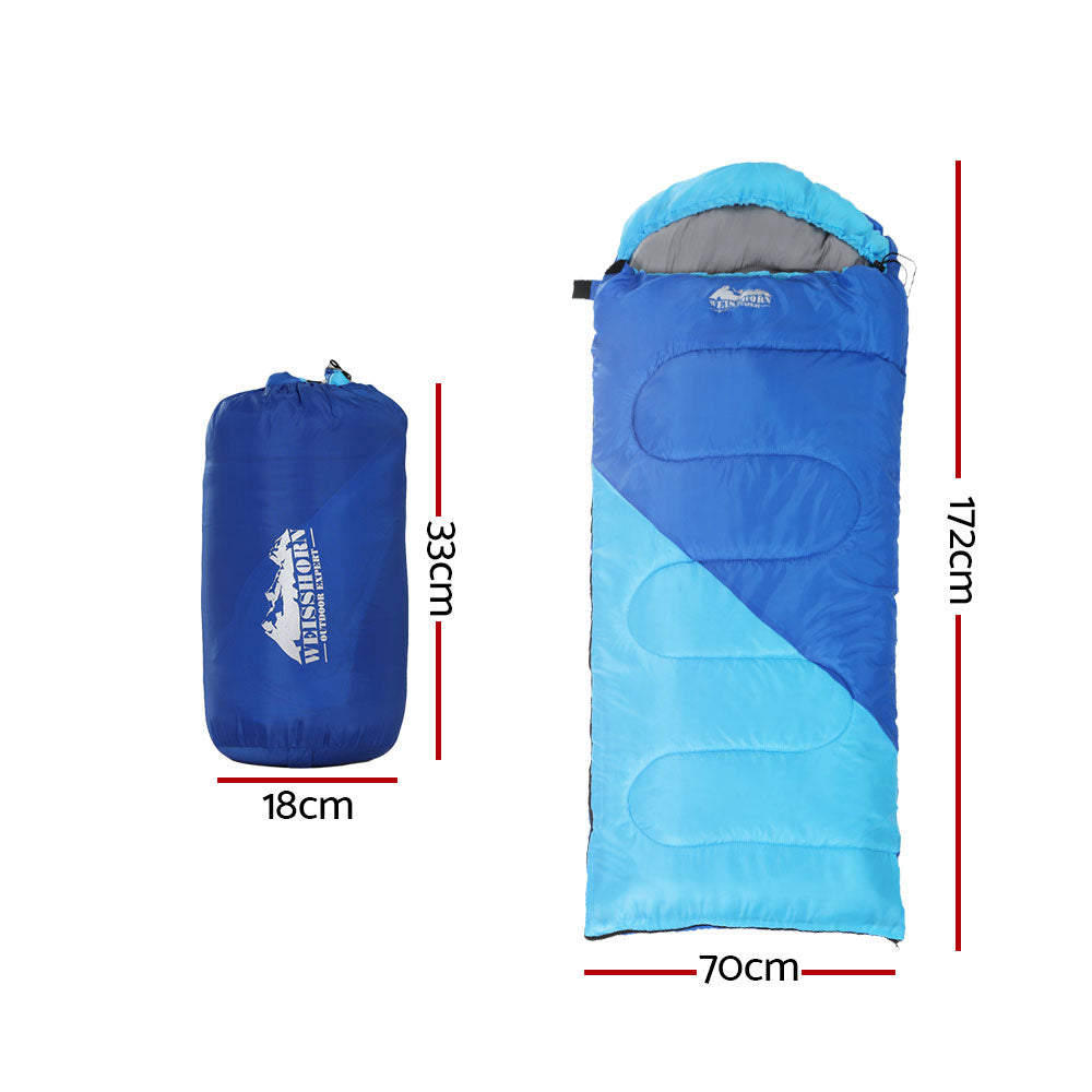 Weisshorn Sleeping Bag Bags Kids 172cm Camping Hiking Thermal Blue Tristar Online