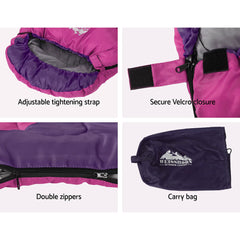 Weisshorn Sleeping Bag Bags Kid 172cm Camping Hiking Thermal Pink Tristar Online