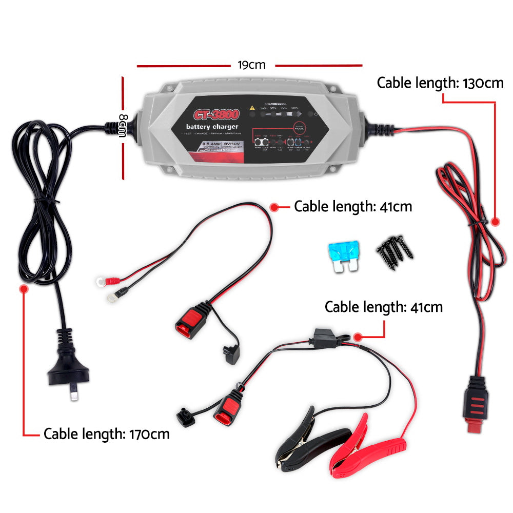 Smart Battery Charger 3.5A 12V 6V Automatic SLA AGM Car Truck Boat Motorcycle Caravan Tristar Online
