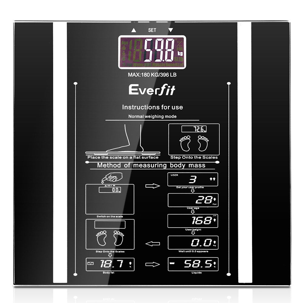Everfit Bathroom Scales Digital Body Fat Scale 180KG Electronic Monitor Tracker Tristar Online