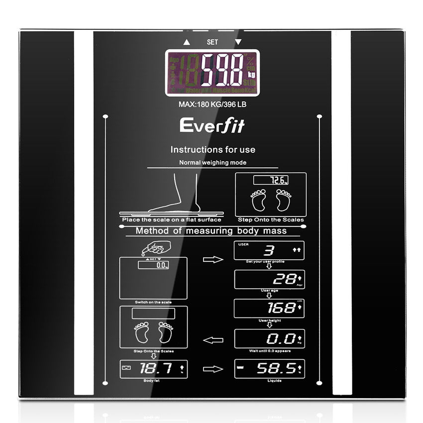 Everfit Bathroom Scales Digital Body Fat Scale 180KG Electronic Monitor Tracker Tristar Online