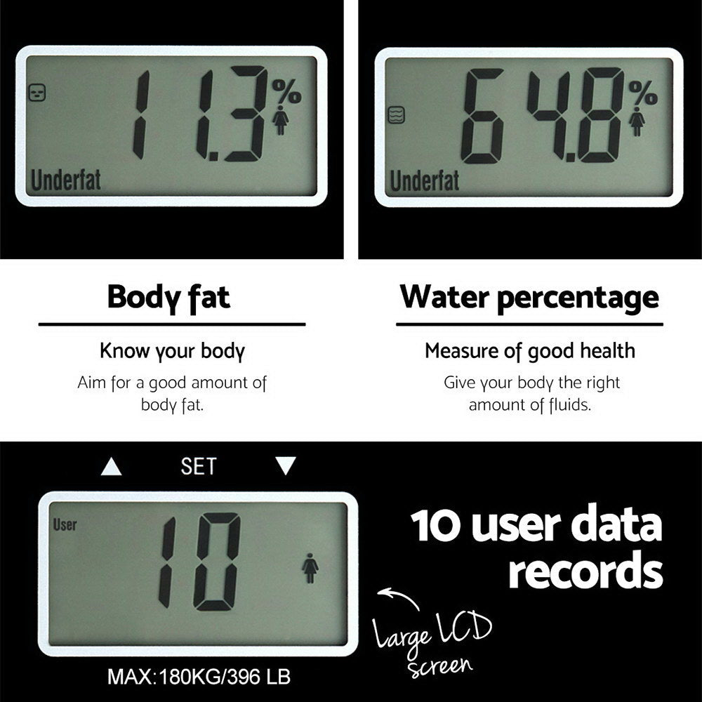 Everfit Bathroom Scales Digital Body Fat Scale 180KG Electronic Monitor Tracker Tristar Online