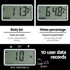 Everfit Bathroom Scales Digital Body Fat Scale 180KG Electronic Monitor Tracker Tristar Online