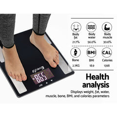 Everfit Body Fat Bathroom Scale Weighing BMI Monitor Gym 180KG Tristar Online