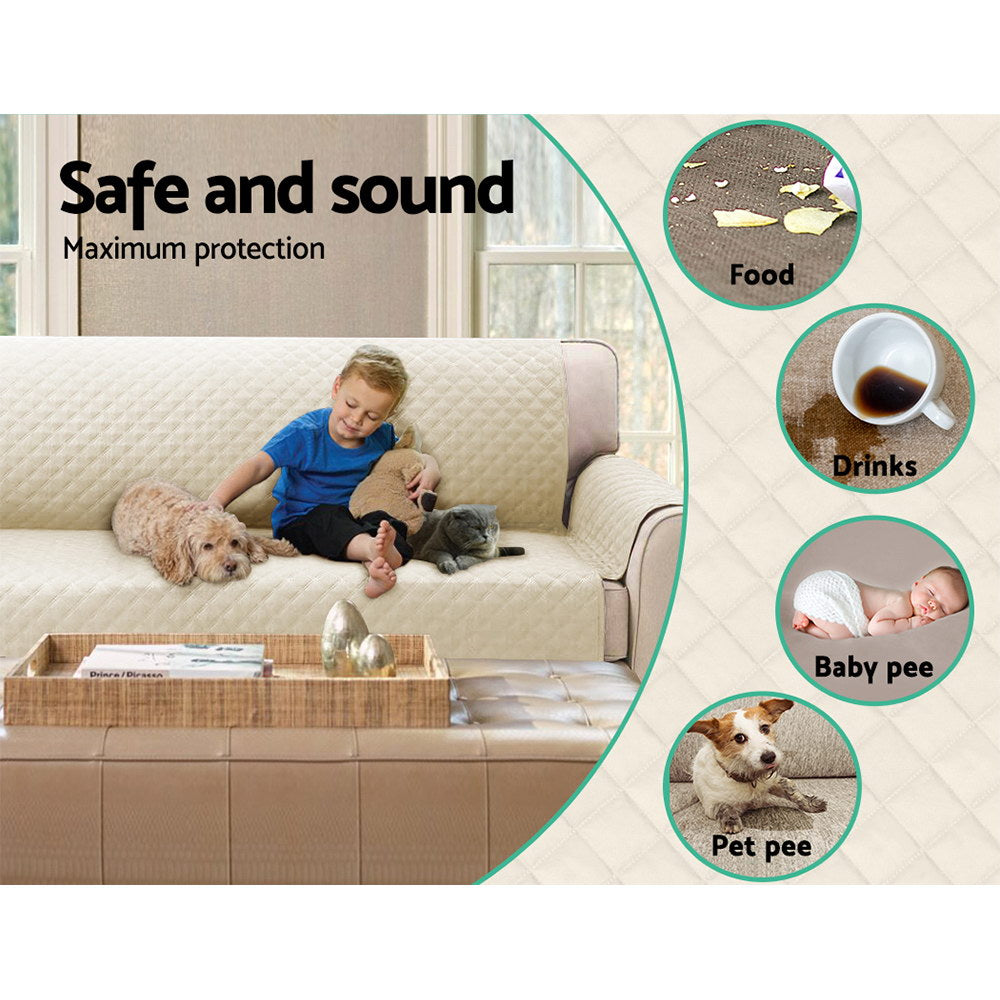 Artiss Sofa Cover Quilted Couch Covers 100% Water Resistant 4 Seater Beige Tristar Online