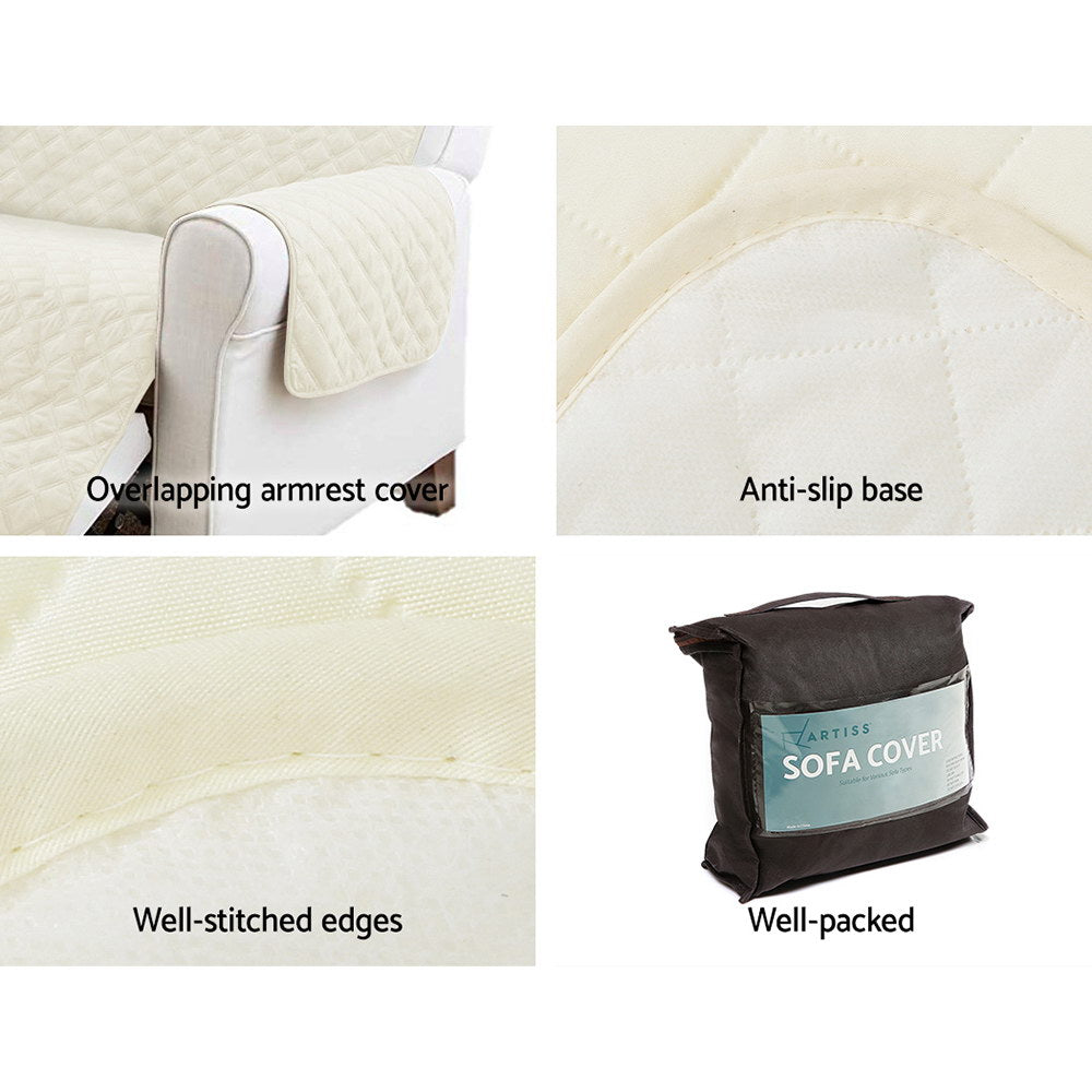 Artiss Sofa Cover Quilted Couch Covers 100% Water Resistant 4 Seater Beige Tristar Online