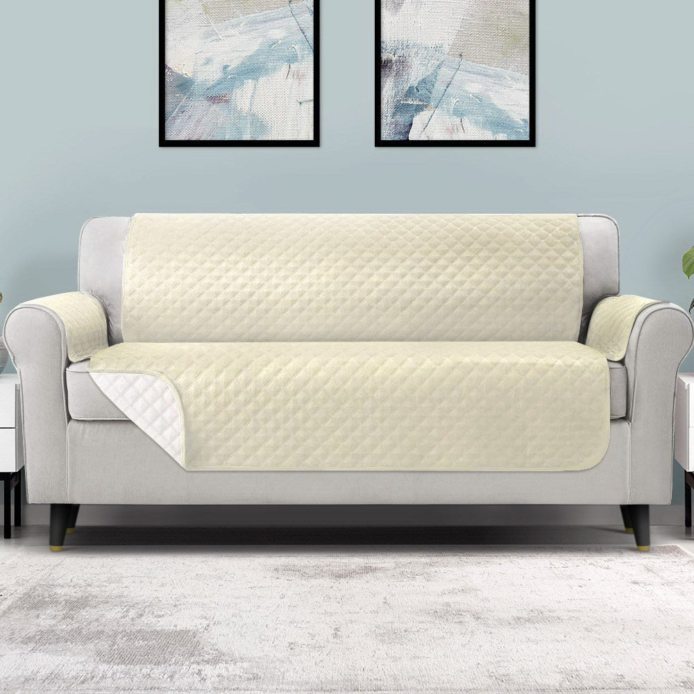 Artiss Sofa Cover Quilted Couch Covers 100% Water Resistant 4 Seater Beige Tristar Online