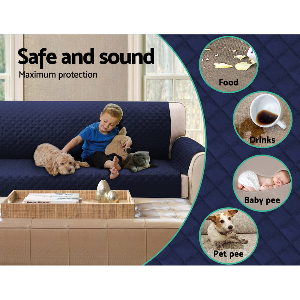 Artiss Sofa Cover Quilted Couch Covers 100% Water Resistant 4 Seater Navy Tristar Online