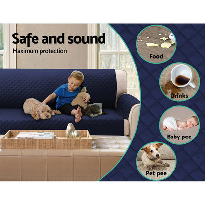 Artiss Sofa Cover Quilted Couch Covers 100% Water Resistant 4 Seater Navy Tristar Online