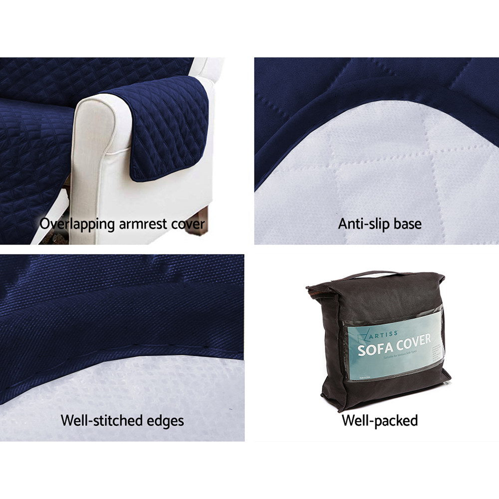 Artiss Sofa Cover Quilted Couch Covers 100% Water Resistant 4 Seater Navy Tristar Online