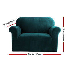 Artiss Velvet Sofa Cover Plush Couch Cover Lounge Slipcover 1 Seater Agate Green Tristar Online