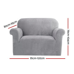 Artiss Velvet Sofa Cover Plush Couch Cover Lounge Slipcover 1 Seater Grey Tristar Online