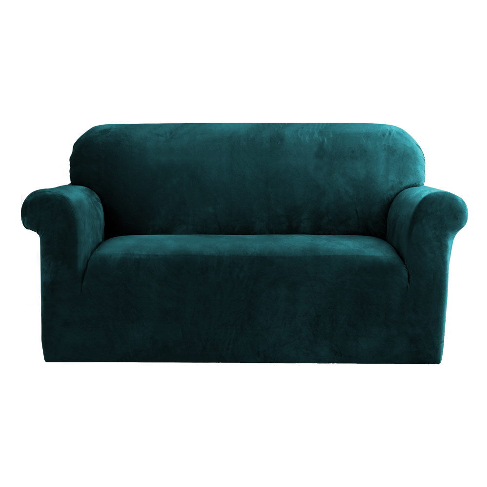 Artiss Velvet Sofa Cover Plush Couch Cover Lounge Slipcover 2 Seater Agate Green Tristar Online