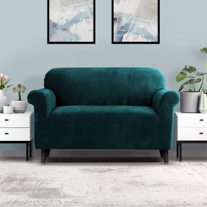 Artiss Velvet Sofa Cover Plush Couch Cover Lounge Slipcover 2 Seater Agate Green Tristar Online