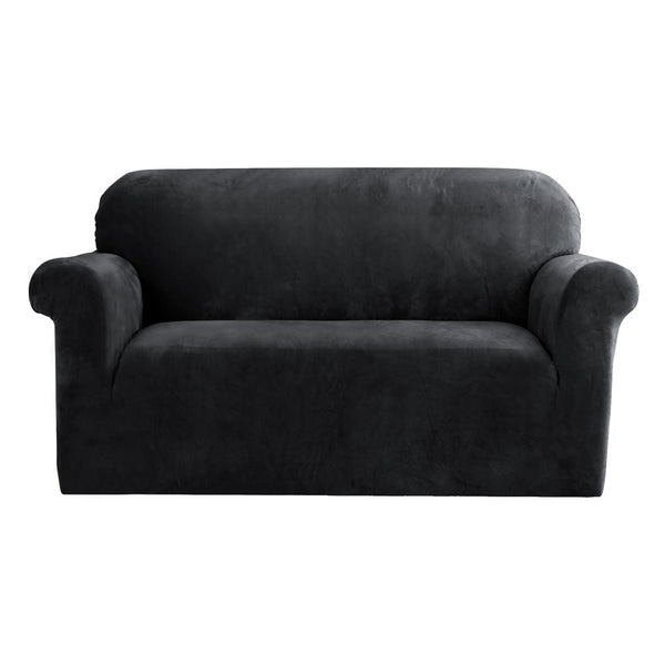 Artiss Velvet Sofa Cover Plush Couch Cover Lounge Slipcover 2 Seater Black Tristar Online